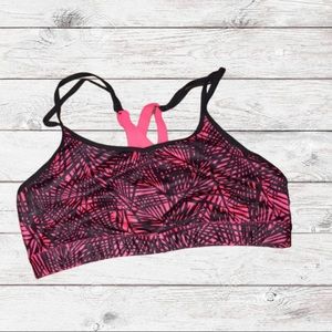 pink and black sports bra
